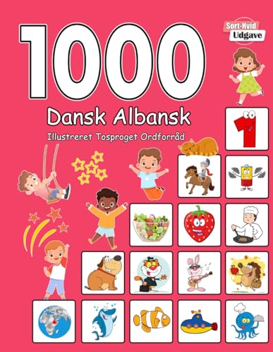 1000 Dansk Albansk Illustreret Tosproget Ordforråd (Sort-Hvid Udgave): Danish Albanian language learning von Independently published