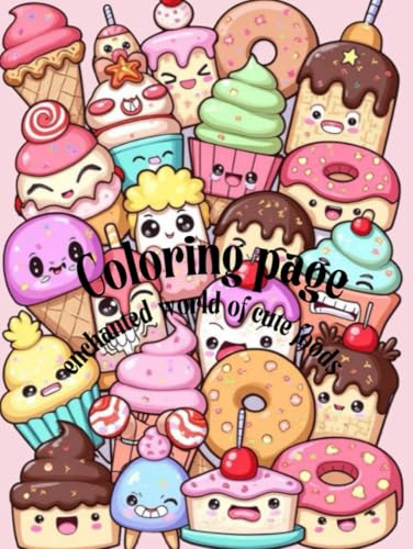 coloring page enchanted world of cute foods von Independently published
