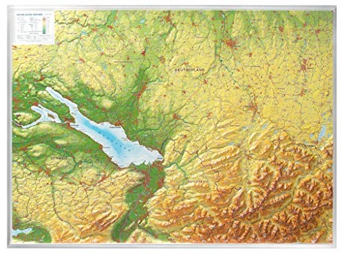 Relief Allgäu Bodensee 1:200.000 (ohne Rahmen): Tiefgezogenes Kunststoffrelief