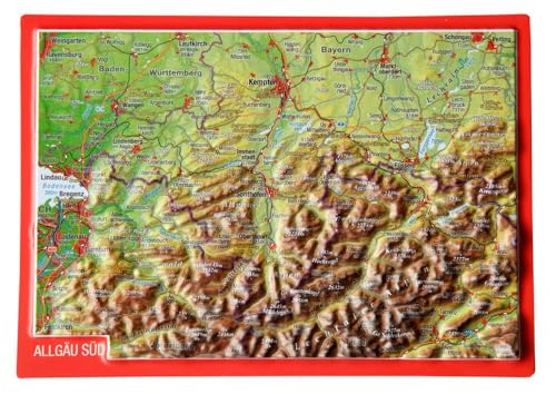 Reliefpostkarte Allgäu Süd: Tiefgezogene Reliefpostkarte von georelief GbR