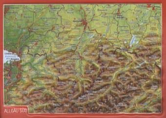 Reliefpostkarte Allgäu Süd: Tiefgezogene Reliefpostkarte