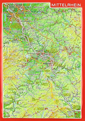 Reliefpostkarte Mittelrhein: Tiefgezogene Reliefpostkarte von georelief GbR