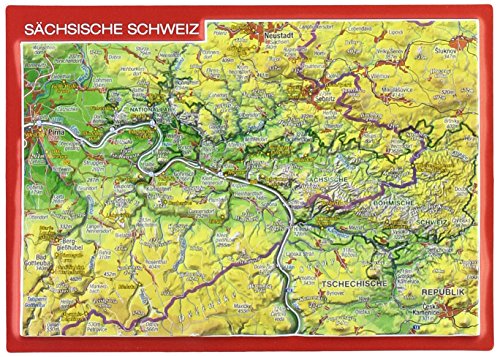 Reliefpostkarte Sächsische Schweiz: Tiefgezogene Reliefpostkarte von georelief GbR