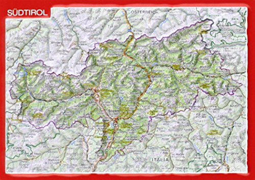 Reliefpostkarte Südtirol: Tiefgezogene Reliefpostkarte von georelief GbR