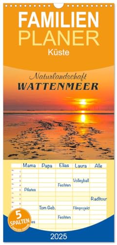 Familienplaner 2025 - Naturlandschaft WATTENMEER mit 5 Spalten (Wandkalender, 21 cm x 45 cm), CALVENDO von CALVENDO