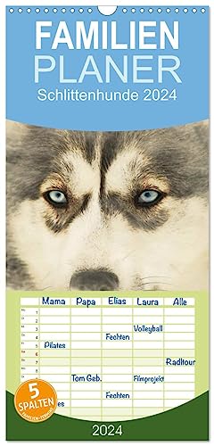 Familienplaner 2024 - Schlittenhunde 2024 mit 5 Spalten (Wandkalender, 21 cm x 45 cm) CALVENDO