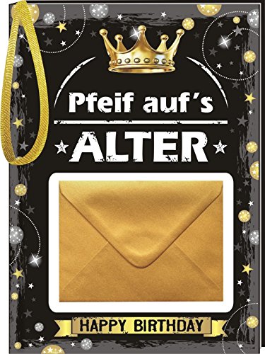 Pfeif auf's Alter Neutral im Geschenke Set für Frauen und Männer zum Geburtstag Geldgeschenk Umschlag (Pfeif aufs Alter Gold neutral 10522)