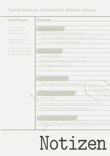 Cornell-Notizbuch, 100 A4-Seiten, liniert