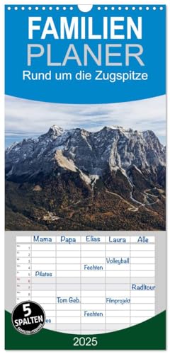 Familienplaner 2025 - Rund um die Zugspitze mit 5 Spalten (Wandkalender, 21 cm x 45 cm), CALVENDO