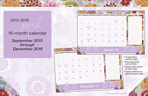 Posh: Painter's Floral 2015-2016 16-Month Desk Pad Calendar: September 2015 through December 2016