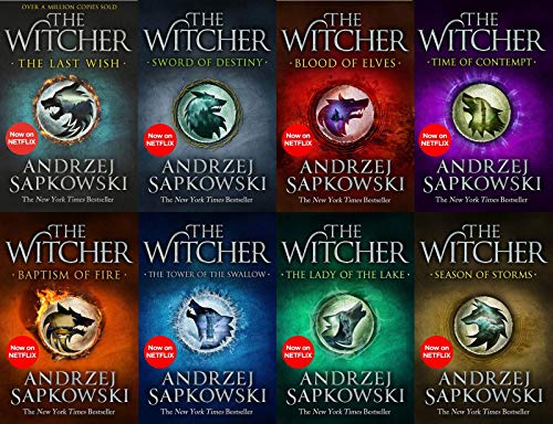 Andrzej Sapkowski Witcher Series 8 Books Collection Set - Blood of Elves, Time of Contempt, Baptism of Fire, Tower of the Swallow, Lady of the Lake, Sword of Destiny, Season of Storms, The Last Wish