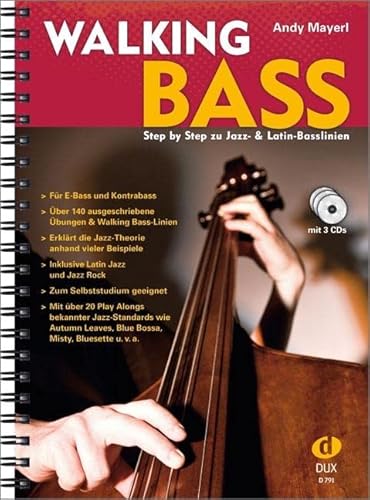 Walking Bass inkl. 3 CDs: Step by Step zu Jazz- & Latin-Basslinien von Edition DUX
