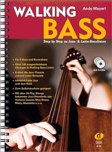 Walking Bass inkl. 3 CDs: Step by Step zu Jazz- & Latin-Basslinien
