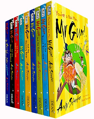Mr Gum Collection Andy Stanton 9 Books Set (Biscuit Billionaire, The Cherry Tree, The Dancing Bear, The Goblins, The Power Crystals, Whats for Dinner, The Secret Hideout, The Hound of Lamonic Bibber,