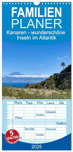 Familienplaner 2025 - Kanaren - wunderschöne Inseln im Atlantik mit 5 Spalten (Wandkalender, 21 cm x 45 cm), CALVENDO