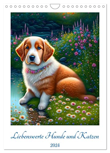 Liebenswerte Hunde und Katzen (Wandkalender 2024 DIN A4 hoch), CALVENDO Monatskalender von CALVENDO