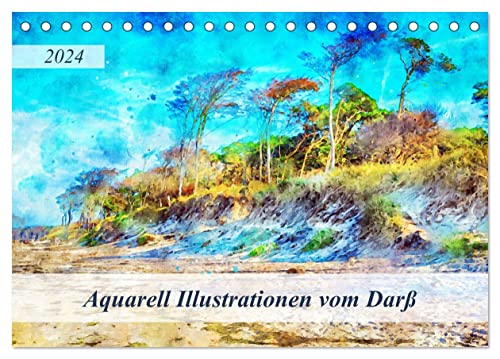 Aquarell Illustrationen vom Darß (Tischkalender 2024 DIN A5 quer), CALVENDO Monatskalender von CALVENDO