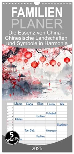 Familienplaner 2025 - Die Essenz von China - Chinesische Landschaften und Symbole in Harmonie mit 5 Spalten (Wandkalender, 21 cm x 45 cm), CALVENDO von CALVENDO