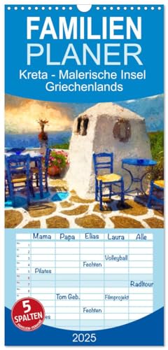 Familienplaner 2025 - Kreta - Malerische Insel Griechenlands mit 5 Spalten (Wandkalender, 21 cm x 45 cm), CALVENDO