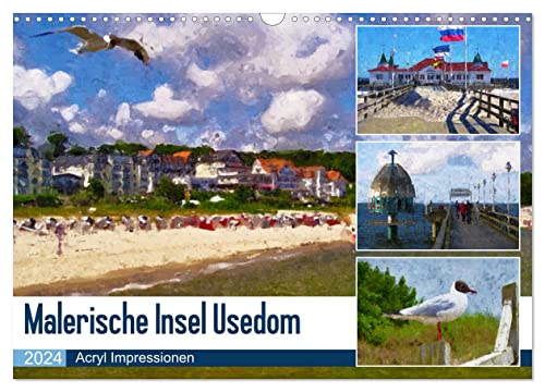 Malerische Insel Usedom - Acryl Impressionen (Wandkalender 2024 DIN A3 quer), CALVENDO Monatskalender von CALVENDO