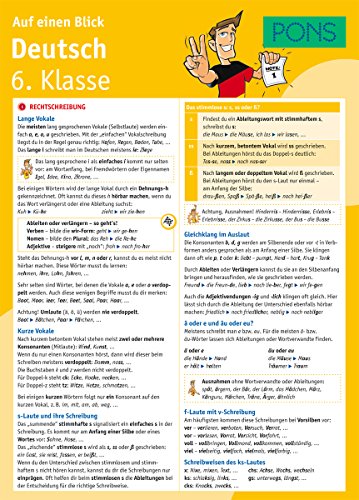 PONS Deutsch 6. Klasse auf einen Blick: Die kompakte Übersicht für das ganze Schuljahr