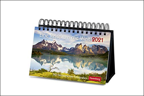 Eine Reise um die Welt Premiumkalender 2021 - Tagesabreißkalender zum Aufstellen - Tischkalender mit hochwertigen Farbfotografien - in Geschenkbox - Format 23 x 17 cm: 365 faszinierende Fotografien von Harenberg