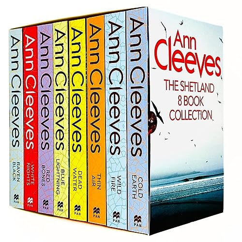 Ann Cleeves Shetland Series 8 Books Collection Set (Raven Black, White Nights, Red Bones, Blue Lightning, Dead Water, Thin Air, Cold Earth, Wild Fire)