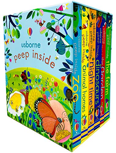 Peep Inside 6 Books Collection Box Set by Usborne (Zoo, Animal Homes, Night Time, Dinosaurs, Garden & Farm)