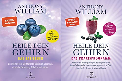 Anthony William | Heile dein Gehirn - Band 1 Das Basisbuch + Band 2 Das Praxisprogramm, im 2er SET plus 3 extra Lesezeichen [Hardcover] Anthony William