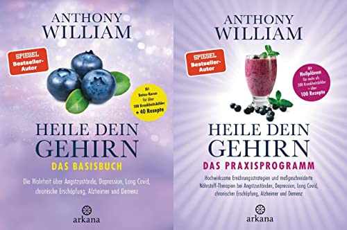 Anthony William: Heile dein Gehirn Band 1+2 plus 1 exklusives Postkarten- und Lesezeichenset