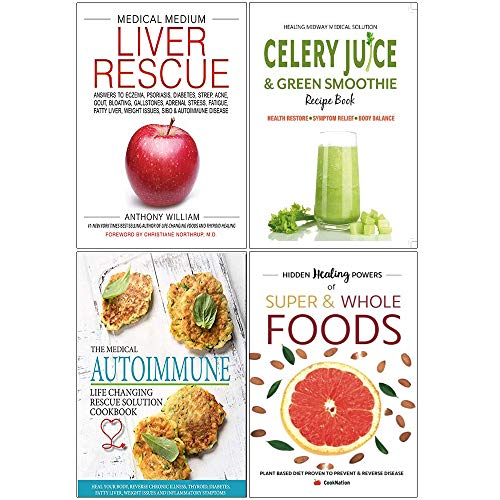 Medical Medium Liver Rescue [Hardcover], Celery Juice & Green Smoothie Recipe Book, Medical Autoimmune, Hidden Healing Powers 4 Books Collection Set