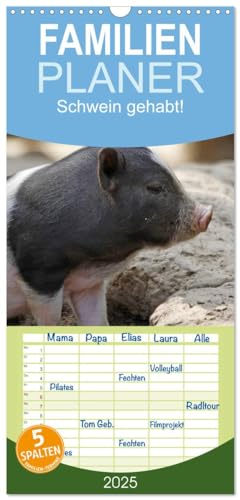 Familienplaner 2025 - Schwein gehabt! mit 5 Spalten (Wandkalender, 21 cm x 45 cm), CALVENDO von CALVENDO