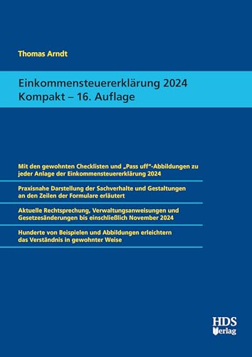 Einkommensteuererklärung 2024 Kompakt, 16. Auflage von HDS-Verlag