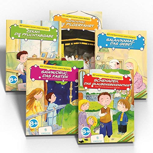 Elif und Emre lernen unsere Religion 5 Bücher Set: Elif und ihr kleiner Bruder Emre sind zwei neugierige Kinder, die gemeinsam mehr über die Säulen des Islams entdecken.