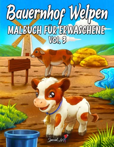 Bauernhof Welpen: Ein wundervolles Malbuch für Erwachsene mit einer Sammlung von wunderschönen Bauernhoftier-Malvorlagen (Tier-Welpen, Band 3)