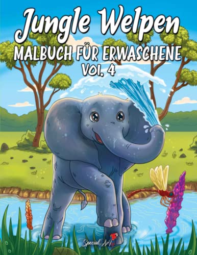 Jungle Welpen: Ein wunderbares Malbuch für Erwachsene mit einer Sammlung von schönen Dschungeltier-Malvorlagen (Tier-Welpen, Band 4)