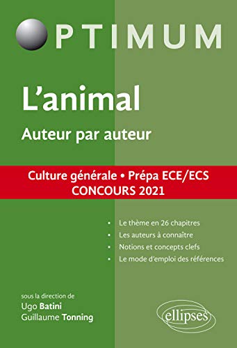 L'animal. Auteur par auteur. Culture générale. Prépa ECE/ECS. Concours 2021 (Optimum)