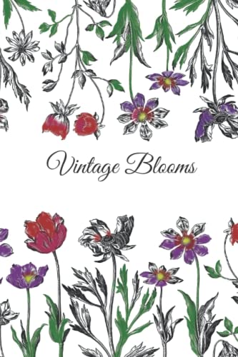 Vintage Blooms On White Paper A5: Curated Pocket Size A5 adult coloring book von Independently published
