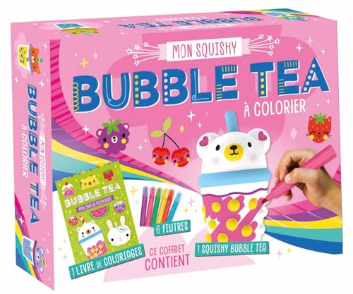 MON SQUISHY À COLORIER - BUBBLE TEA: Coffret avec 1 livre de coloriage, 6 feutres, 1 squishy bubble tea von 1 2 3 SOLEIL