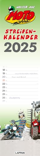 MOTOmania Streifenkalender 2025: Monatskalender mit Tages-Verbrauchsanzeige für Motorradfahrer und Biker | Mit den beliebten Comics von Holger Aue | Geschenk für Motorradliebhaber