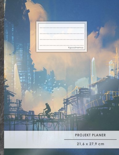 Projektplaner: DIN A4 • 70+ Seiten, Softcover, Register, "Futuristic" • #GoodMemos • Linke Seite für Planung (To Do Listen, Datum uvm.); Rechte Seite für Notizen von CREATESPACE