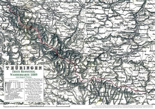 Erste RENNSTEIG Wanderkarte [nach August Trinius] von 1889 (A3 auf A 5 gefaltet) von Rockstuhl, H