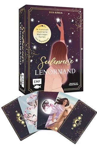 Lenormand-Kartenset: Seelenreise Lenormand: 36 kunstvoll illustrierte Wahrsage-Karten mit Goldrand und Begleitbuch | Edle Box mit Magnetverschluss von Edition Michael Fischer