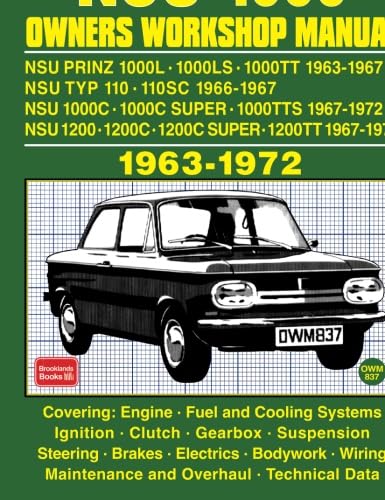 NSU 1000 OWNERS WORKSHOP MANUAL 1963-1972 von Brooklands Books Ltd.