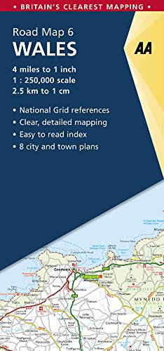 AA Road Map Britain Wales: National grid references, Clear, detailed mapping, Easy to read index,8 city and town plans