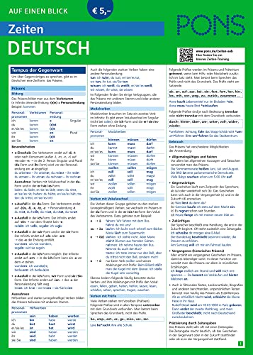 PONS Zeiten auf einen Blick Deutsch: Alle Zeiten im Überblick - Bildung, Gebrauch und Besonderheiten (PONS Auf einen Blick)