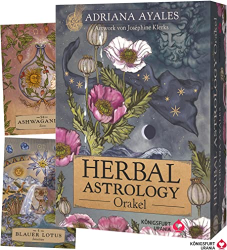 Herbal Astrology Orakel: 55 Karten mit Botschaften und Anleitungen (Stülpdeckelschachtel mit Goldprägung, Astrologie Orakelkarten, für moderne Grüne Hexen/Green Witches, Deutsch) von Königsfurt Urania