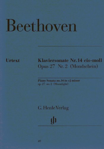 BEETHOVEN - Sonata Op. 27 nº 2 en Do Sost. menor "Claro de Luna" para Piano (Urtext)