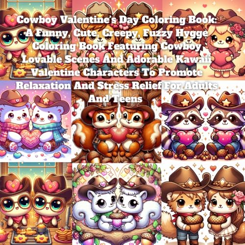 Cowboy Valentine’s Day Coloring Book: A Funny, Cute, Creepy, Fuzzy Hygge Coloring Book Featuring Cowboy Lovable Scenes And Adorable Kawaii Valentine ... And Stress Relief For Adults And Teens Cowboy Valentine’s Day Coloring Book: A Funny, Cute, Creepy, Fuzzy Hygge Coloring Book Featuring Cowboy Lovable Scenes And Adorable Kawaii Valentine ... And Stress Relief For Adults And Teens von Independently published