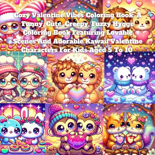 Cozy Valentine Vibes Coloring Book: A Funny, Cute, Creepy, Fuzzy Hygge Coloring Book Featuring Lovable Scenes And Adorable Kawaii Valentine Characters For Kids Aged 5 To 10 Cozy Valentine Vibes Coloring Book: A Funny, Cute, Creepy, Fuzzy Hygge Coloring Book Featuring Lovable Scenes And Adorable Kawaii Valentine Characters For Kids Aged 5 To 10 von Independently published